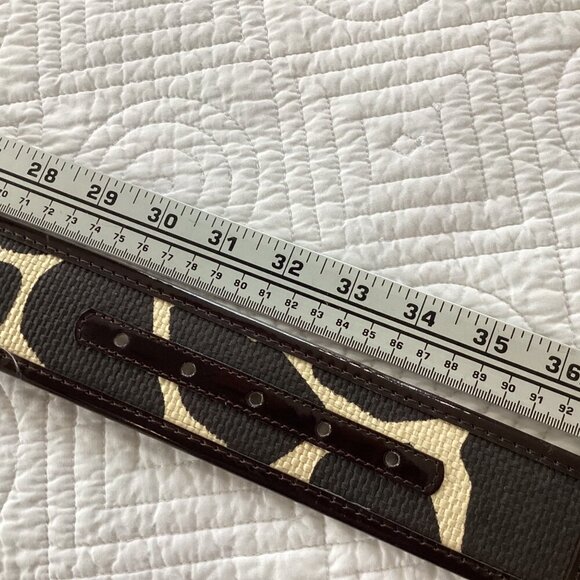 Wide Brown & Beige Giraffe Print Belt With Large Square Buckle Size M - Picture 10 of 11